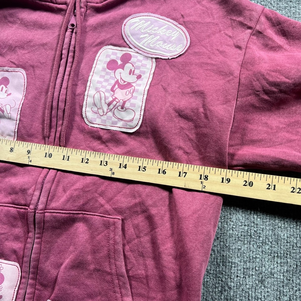 Disney Mickey & Friends Hoodie Womens XS Pink Patchwork Fleece Full Zip Hooded - Picture 8 of 13